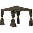 thumbnail image 1 of Outsunny 10' x 10' 2-Tier Patio Gazebo with Mesh Sidewalls, Coffee, 1 of 10