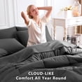 thumbnail image 4 of King Size Comforter Set Dark Grey, 7 Pieces Bed in a Bag, Grey Size, All Season Bedding Sets with Stitch Quilted Comforter, Flat Sheet, Fitted Pillowcases, 4 of 4