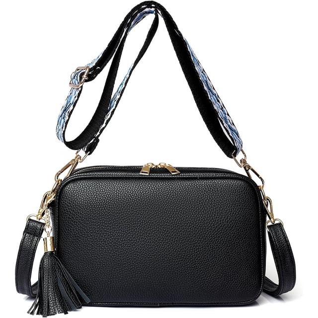 LHSHID Small Crossbody Shoulder Bag for Women, Tassel PU Leather Handbag Ladies Going Out Satchel With Two Shoulder Straps