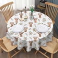 thumbnail image 3 of White Highland Cow Flower Pattern Round Tablecloth 60"x60",Wrinkle Wipeable Table Cloth for Kitchen Dining Room Picnic Patio Party, 3 of 6