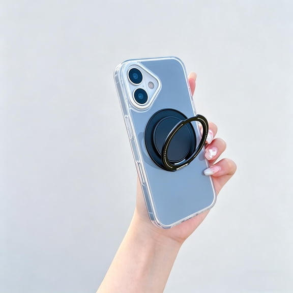 For iPhone 16 Phone Case,With 360° Rotatable Invisible Ring Kickstand,Compatible With Mag-Safe,Silky Shockproof Anti-fall Non-Slip Drop protection,Rugged Thin Fit Phone Case,Gray