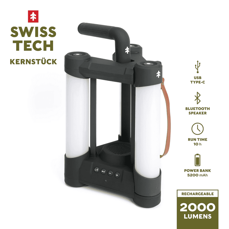 Swiss Tech 2000LM Rechargeable LED Lantern Bluetooth Speaker