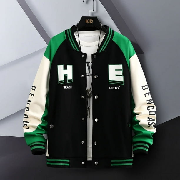 Abrigo de béisbol informal de Hip Hop para hombre, cazadora de uniforme de béisbol Unisex ajustada, tendencia juvenil, ropa universitaria de otoño