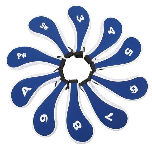 CUBIERTA DE 10 PCS CUBIERTA DE CABEZA DE HIERRO DE CON NÚMERO DE NEOPRENO CLUB DE CON Cremallera de Neopreno Irons Covers Royal Blue