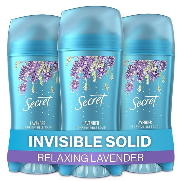 Secret Antiperspirant and Deodorant for Women, Lavender, Invisible Solid, 2.6 oz (Pack of 3)