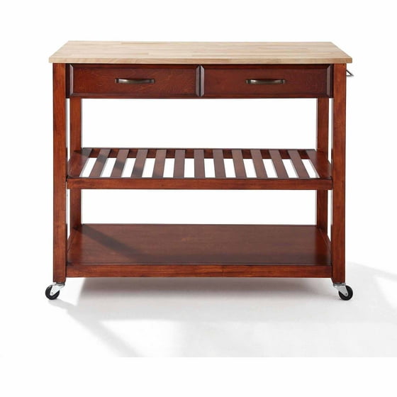 Crosley Furniture Natural Wood Top Kitchen Cart With Optional Stool Crosley Furniture Natural Wood Top Kitchen Cart With Optional Stool Storage Com