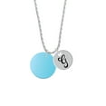 thumbnail image 2 of Delight Jewelry Acrylic 1" Disc Hot Blue Imitation Pearl Silvertone Script Initial Disc - G - Charm Necklace, 20"+3", 2 of 4