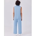 thumbnail image 3 of Pinspark Lounge Sets for Women 2 Piece Sleeveless V Neck with Side Slits Top and Nine Point Pants with Pockets Outfits Summer, 3 of 6