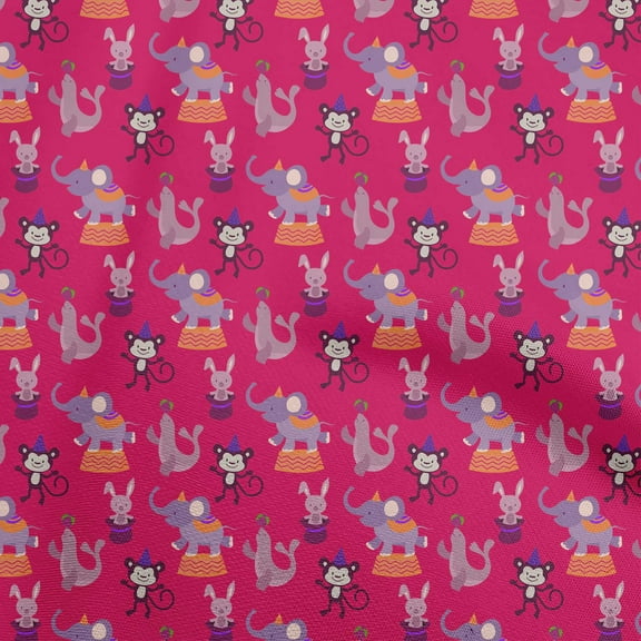 oneOone Georgette Viscose Magenta Fabric Circus Dress Material Fabric Print Fabric By The Yard 42 Inch Wide
