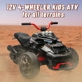 thumbnail image 6 of EastVita 12V 3 Wheeler Ride on ATV Electric Motorcycle, Battery Powered Electric Vehicle w/LED Lights, High & Low Speed, Horn, Music, USB, Treaded Tires, Ride on Car, 6 of 9
