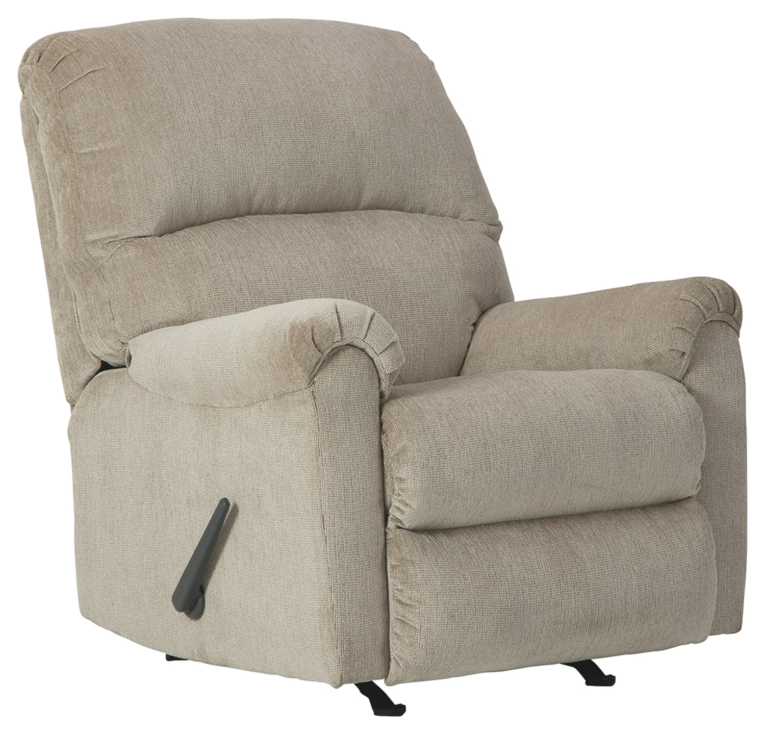 Fabric Upholstered Rocker Recliner with Tufted Back and Pillow Arms