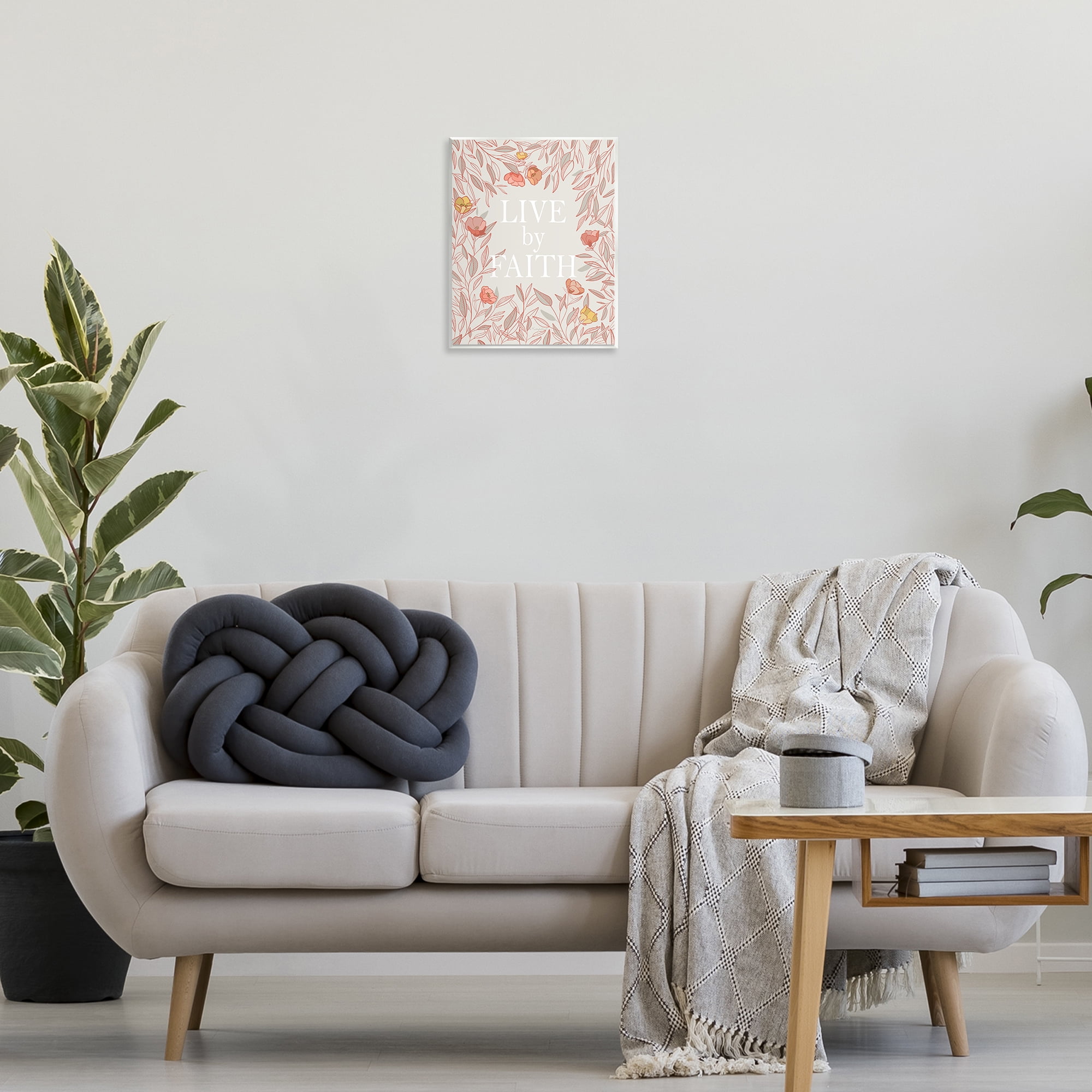 Live By Faith Rosy Florals Wall Plaque Art, design by Kelley Talent