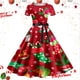 thumbnail image 1 of Vestido Casual Para Mujer, Vestido de Fiesta de Noche de Manga Corta Con Estampado Navideño de Los Años 50, 1 of 3
