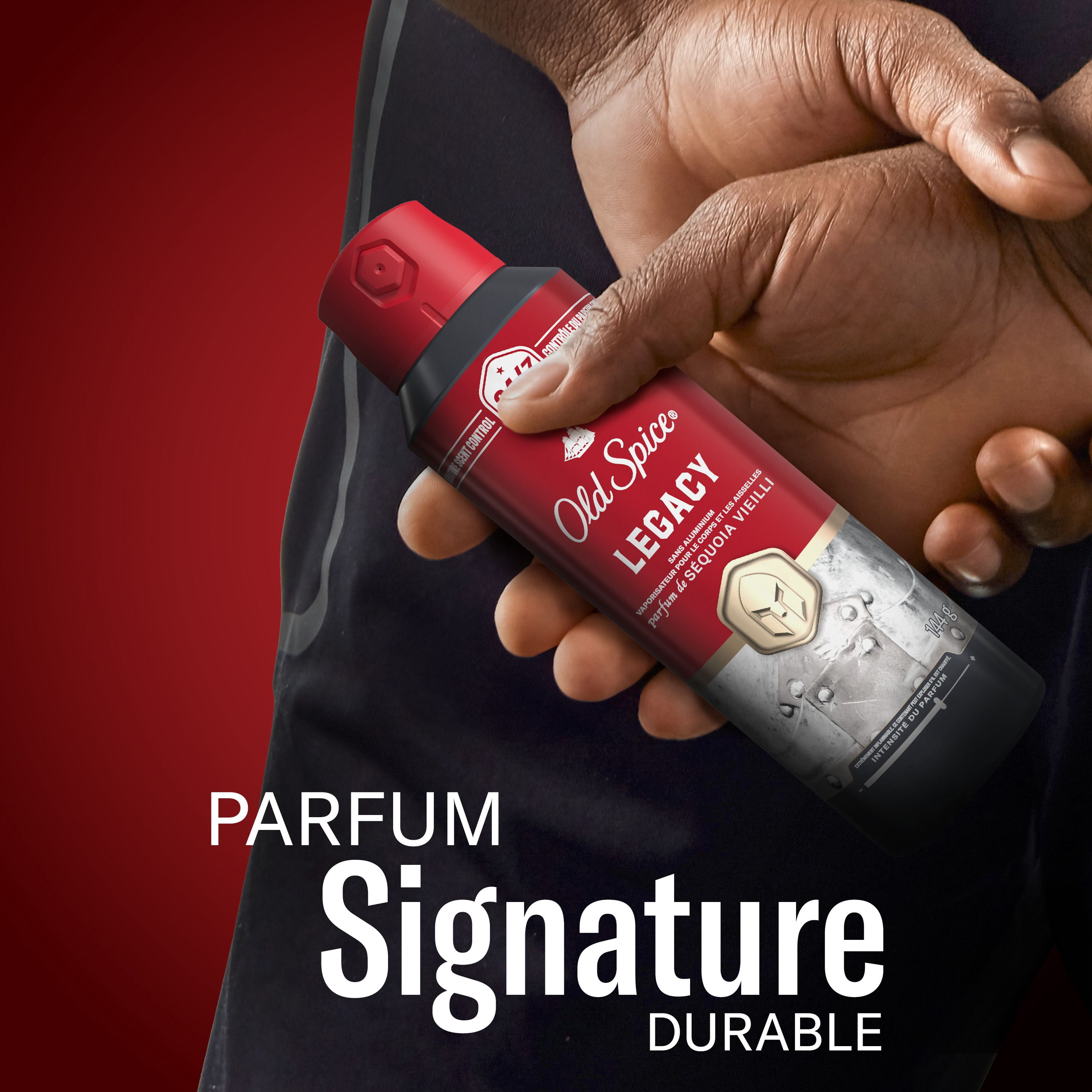 Vaporisateur pour le corps Old Spice Collection rouge pour hommes, parfum Legacy, parfum rafraîchissant, protection contre les odeurs toute la journée, fraîcheur longue durée