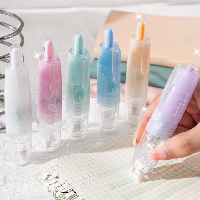 Plastic Tape Pen Blue Push-Button Tape Pen Double-Sided Adhesive Dots Correction Tape High Viscosity for Hand Use(1Pcs) Rkxzt