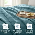 thumbnail image 3 of Lightweight Breathable 100% Cotton Knit Blanket – All-Season Bed Blanket – Full/Queen Size – Blue, 3 of 8