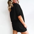 thumbnail image 5 of qolati Womens Lounge Set Ribbed Knit Short Sleeve Top and Shorts Sleepwear Pajama Set Two Piece Shorts Outfits Set, 5 of 9