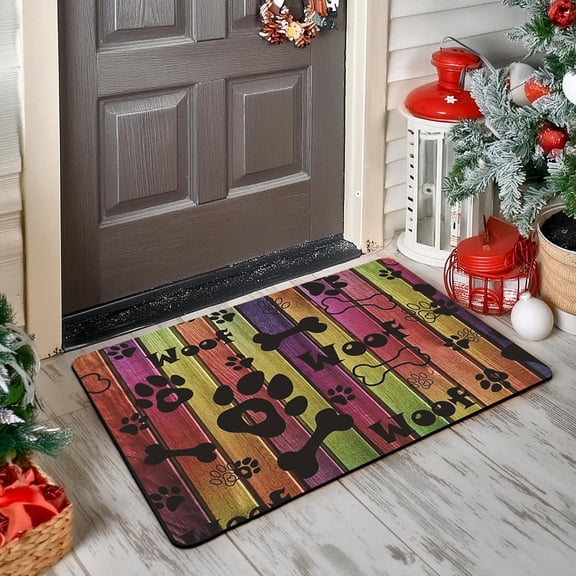 Zynviq Paw Prints Area Rugs 15.7" X 23.6" Throw Rug Pets Diatom Ooze Rectangular Multicolor Washable Small Rug for Living Room
