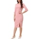 thumbnail image 4 of Vestido de Sheath para mujer INSPIRE CHIC, cuello barco, mangas 3/4, dobladillo dividido, vestido midi para trabajar, rosa, XL, 4 of 5