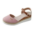 thumbnail image 2 of Viluyesy Women's Espadrilles Sandals, Hemp Rope Weave Sole Round Toe Adjustable Strap Lightweight Comfortable Platform Shoes Pink, 2 of 8