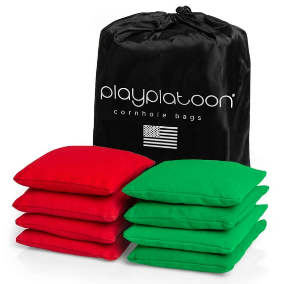 Weather Resistant Cornhole Bean Bags Set of 8 - Regulation Size & Weight - 4 Red & 4 Green Corn Hole Bags