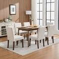 thumbnail image 5 of Dining Chairs Set of 2 – Modern High Back Upholstered Kitchen & Dining Room Chairs with Linen Fabric. Vertical Tufted Design &  Wood Legs, 5 of 8