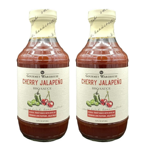 Gourmet Warehouse Cherry Jalapeno BBQ Sauce, 16 oz, 2 Pack – Small Batch Sweet and Spicy Barbecue Glaze