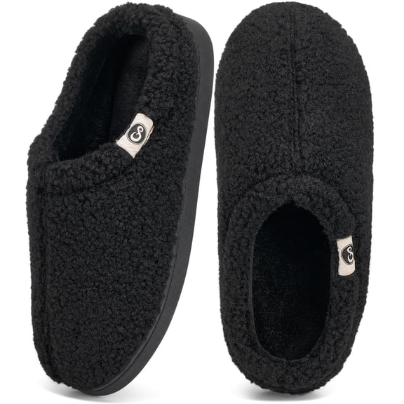 Ecetana Men's Fuzzy Slippers Comfortable and Warm Faux Fur Home Shoes Memory Foam Slippers