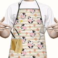 thumbnail image 2 of Beige Cow Flower Pattern Apron-Garden Aprons for Women with Pockets-Cotton Linen Waterproof Kitchen Cooking Gardening Aprons Adjustable for Kitchen,Cooking,BBQ and Salon 33x27 Inch, 2 of 7