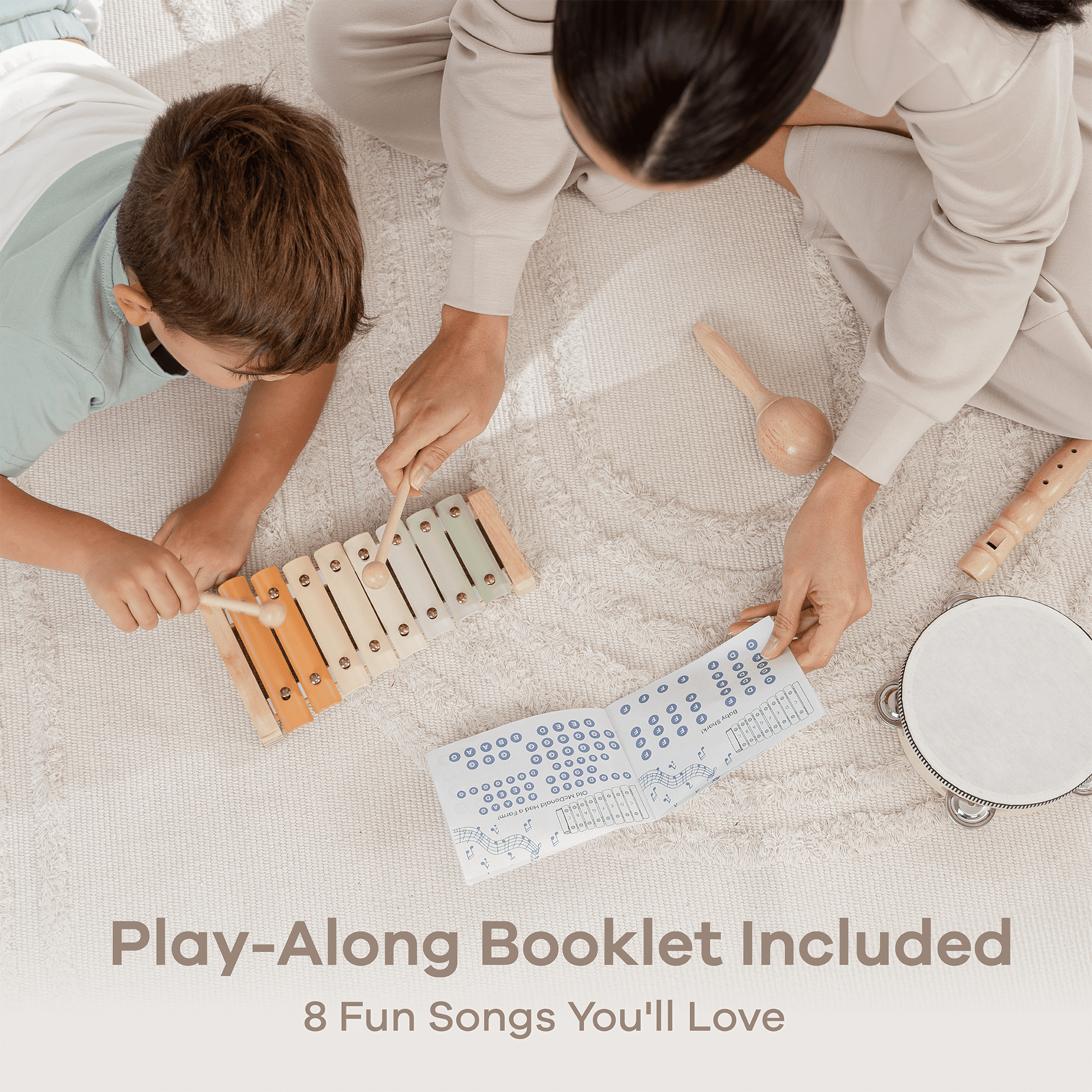 Comfy Cubs 4-Piece Kids Musical Instruments, Montessori Toys, Creativity & Motor Skill for Toddlers