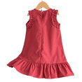 thumbnail image 5 of LYMAYTER Girls Summer Sleeveless Dress Toddler Casual A Line Ruffle Trim Pleated Dresses 1-7Y, 5 of 8