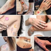 Yazhiji 60 Sheets Tiny Waterproof Temporary Tattoos, Moon Stars Constellations Music Compass Anchor Words Lines Flowers for Kids Adults Men and Women