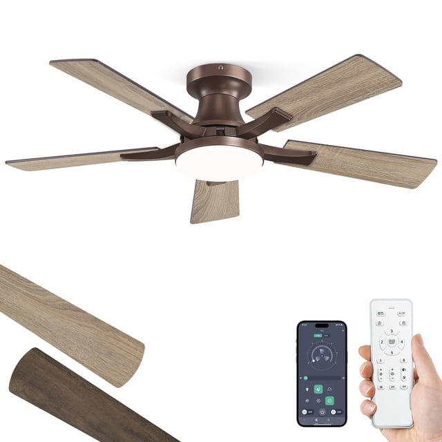 Ventilador de Techo ZMISHIBO 42" Empotrado con Luz LED Regulable de 20W