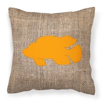 Carolines Treasures BB1013-BL-OR-PW1818 Fish - Tropical Fish Burlap and Orange   Canvas Fabric Decorative Pillow BB1013