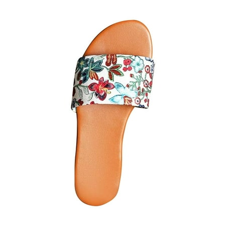 

Boho Slide Sandals for Women Girls Dressy Low Wedge Thong Sandals Casual Toe Ring Flat Sandals Cute Summer Bohemian Travel Flip Flop Sandal Shoes