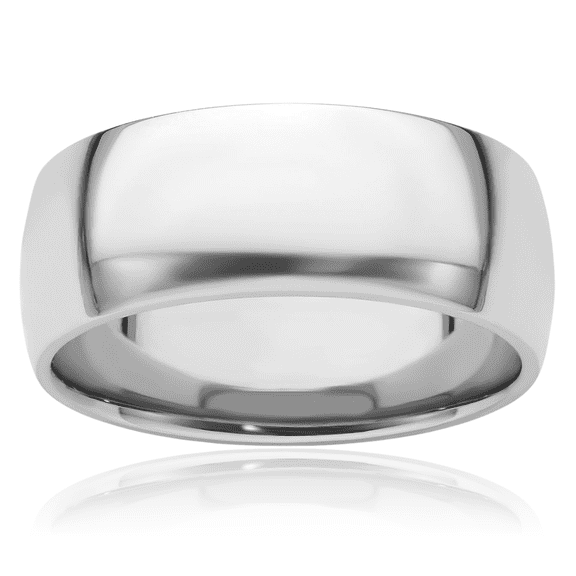 Platinum 8mm Comfort Fit Plain Classic Wedding Band Ring