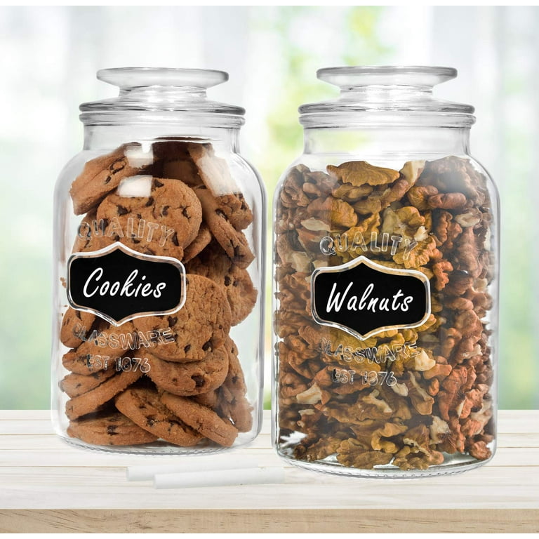 Cookie Jars, Apothecary Jars with Lids Includes Chalkboard Labels And Chalk
