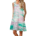 thumbnail image 2 of Elegante mujer sin mangas Rounk cuello verano cómodo bolsillos de impresión Casual vestido de tanque suelto OAVQHLG3B Store lin121212, 2 of 5