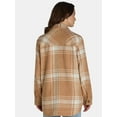 thumbnail image 3 of Time and Tru Women's Plaid Button Front Shacket, XS-XXXL, 3 of 5
