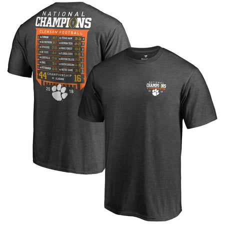 Clemson Tigers Fanatics Branded College Football Playoff 2018 National Champions Hard Count Schedule T-Shirt - Dark Heather