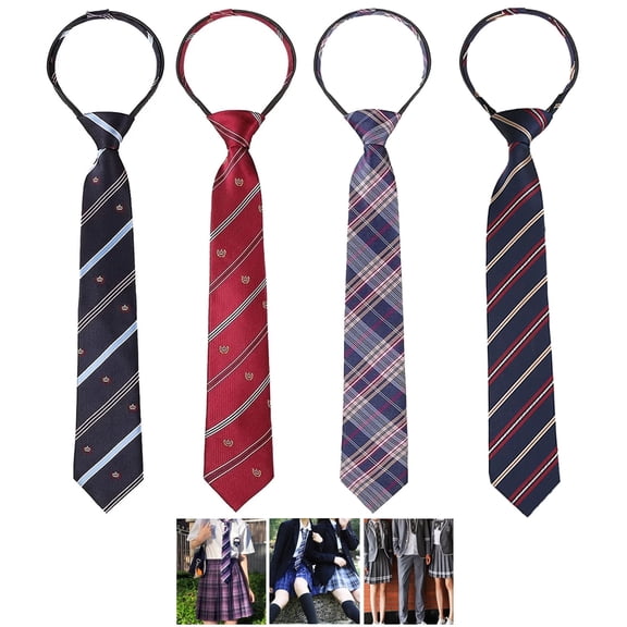 Asunby 4 Pcs Pre-Tied Adjustable Kids Neckties for Boys, Solid Pattern, Ages 4-12, Assorted Colors, for Formal Wedding Graduation School Uniforms