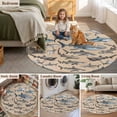 thumbnail image 6 of Sharks Round Living Room Rugs 3.3 ft, Retro Ocean White Blue Brown Sharks Linen Texture Washable Area Rug with Non-Slip Sturdy Edge Binding Round Front Door Mat Floor Carpet for Entryway, 6 of 9