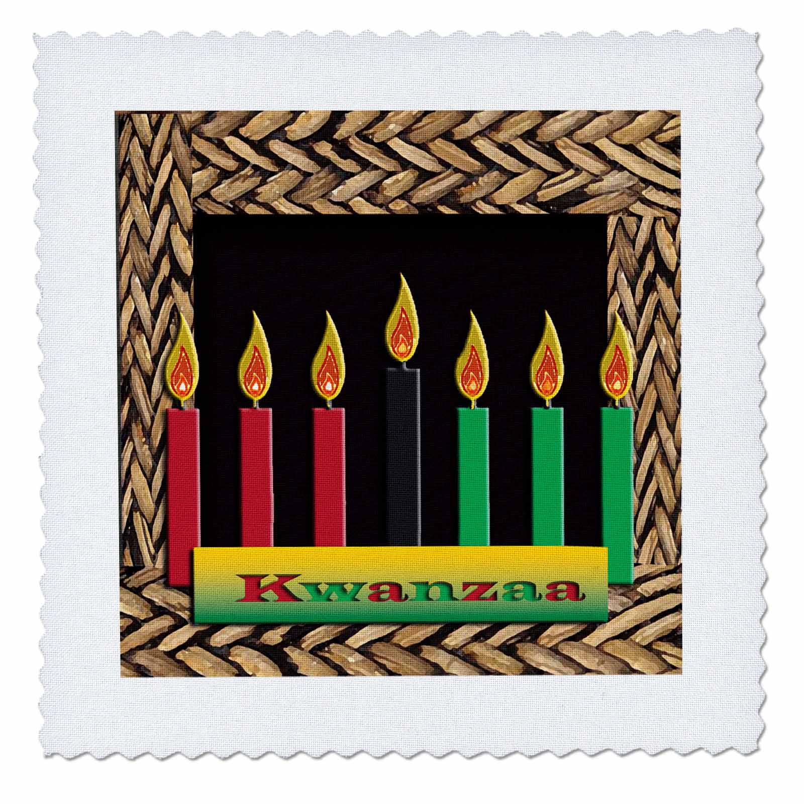3dRose Kwanzaa Candles Quilt Square, 10 by 10inch