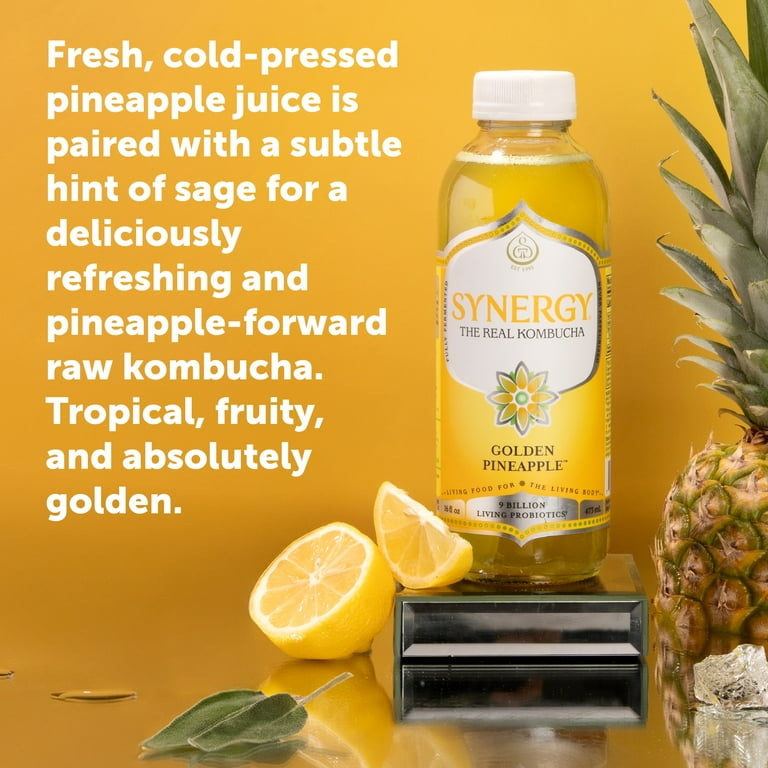 Synergy The Real Kombucha Golden Pineapple, 16 fl oz - Walmart.com