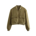 thumbnail image 1 of xiaxaixu Women Baseball Jacket, Long Sleeve Button Closure Solid Varsity Jacket with Pockets Fall Clothes, 1 of 4