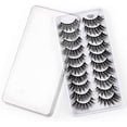 thumbnail image 2 of Kit de 10 pares de pestañas postizas, pestañas postizas 3D, pestañas largas naturales y esponjosas, pestañas postizas de banda suave reutilizables, extensión de pestañas de maquillaje negro de lujo, 2 of 5