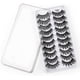 thumbnail image 2 of Kit de 10 pares de pestañas postizas, pestañas postizas 3D, pestañas largas naturales y esponjosas, pestañas postizas de banda suave reutilizables, extensión de pestañas de maquillaje negro de lujo, 2 of 5