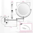 thumbnail image 2 of Wall Mounted Lighted Makeup Mirror DoubleSided X X Magnifying Mirror for Bathroom ‘‘ Extendable Arm Swivel Touch DimmableLED Lights Powe by Plug in Chrome, 2 of 7
