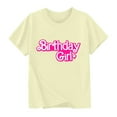 thumbnail image 2 of Frwgonr Girls Youth T-shirts Short Sleeves Blouse Crewneck Birthday Graphic Summer Kids Tee Tops 2-15 Years, Yellow, 2 of 5