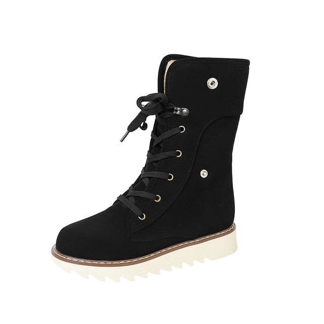 Zapatos para mujer, de tacón bajo, de piel nobuk, gruesos, hasta media pantorrilla, botas de nieve/algodón, zapatillas para correr, botas vaqueras.